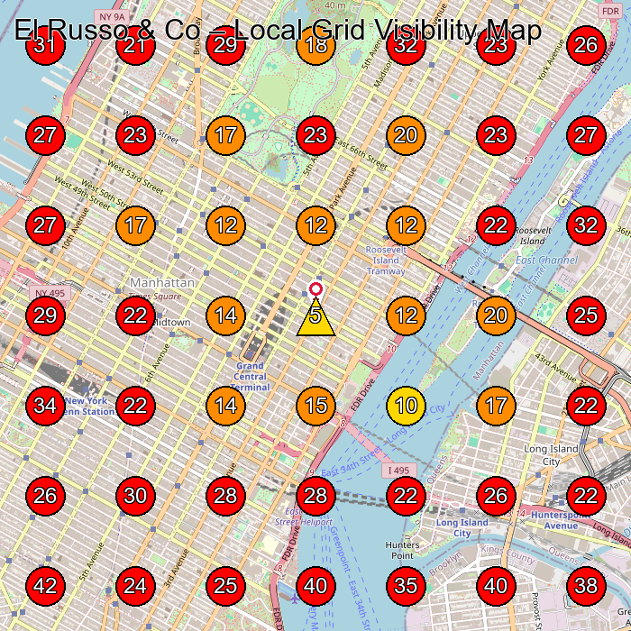 El Russo & Co GeoGrid visibility map for Jewelry Store in New York